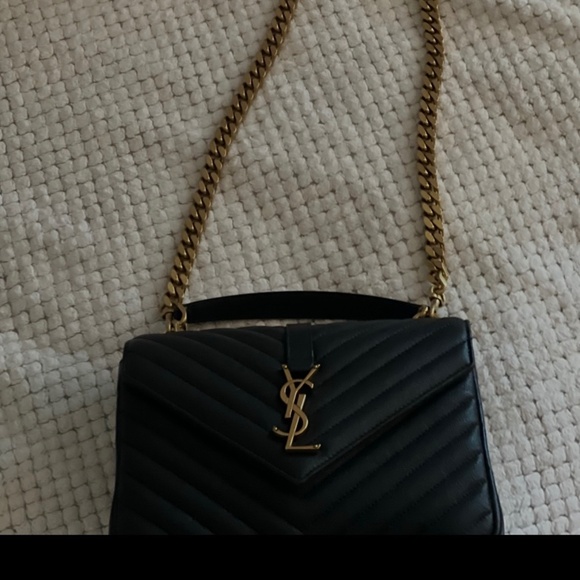 Yves Saint Laurent Sheepskin Matelasse Chevron Monogram Medium College Bag - Picture 2 of 6